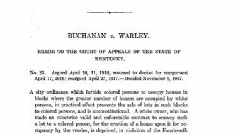 Buchanan v Warley