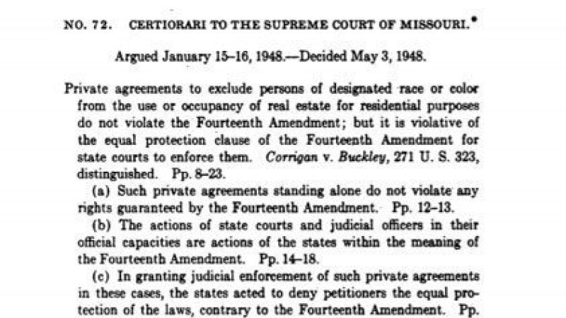 The U.S. Supreme Court’s Shelley v. Kraemer